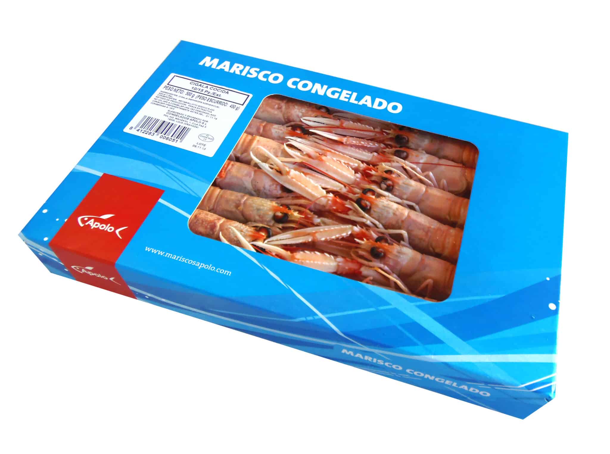 Frozen cooked langoustines