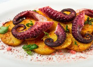Octopus With Baked Potatoes